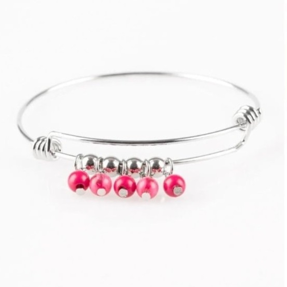 Paparazzi Silver Bracelet with Pink Accents All Roads Lead to ROAM Bangle